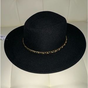 Black hat with gold chain
